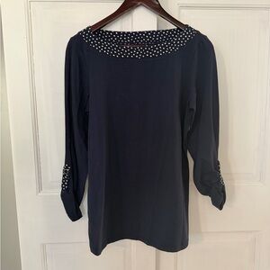 Susan Graver Navy Top with Accents